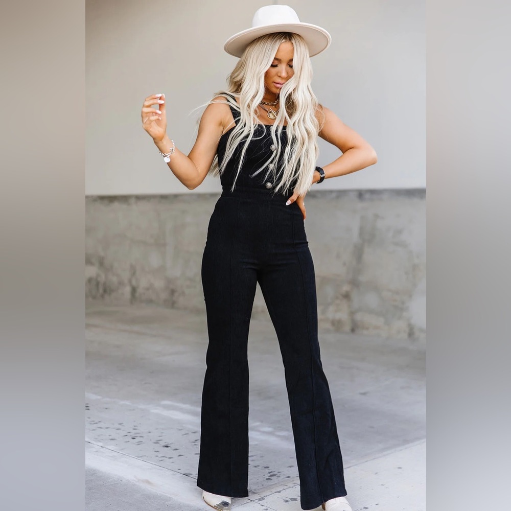 Boho Denim Wide Leg Jumpsuit Size S